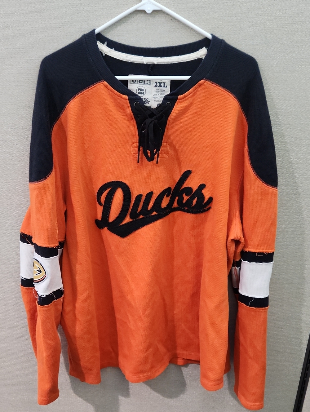 CCM Anaheim Ducks Long Sleeve Shirt Size 2XL
